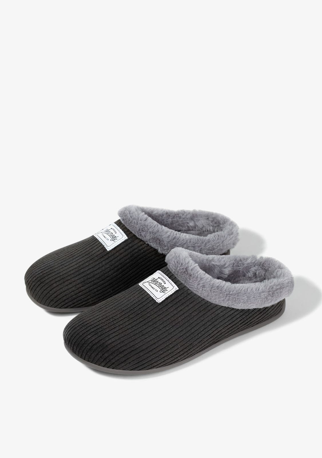 D.franklin Mercredy Slipper Cord Black Promoción por tiempo limitado