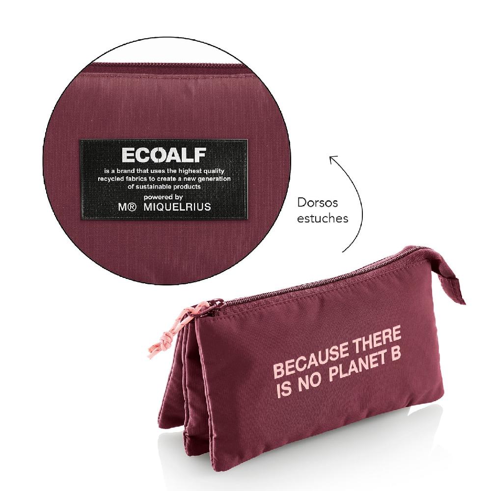 Ecoalf DARK BURGUNDY 3-Compartment Pencil Case Precio de fábrica