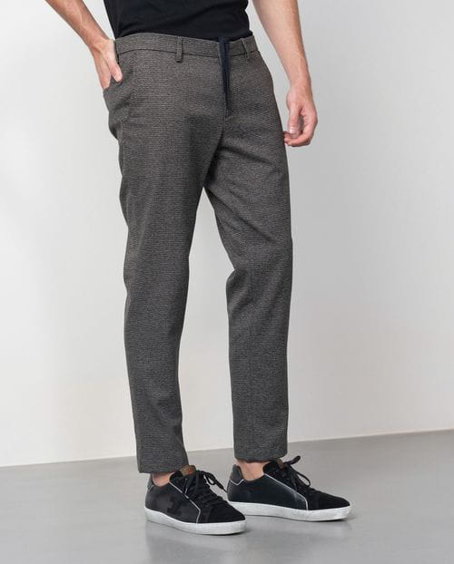 Etiem Pantalón sport de cordón y goma en la cintura realizado en patita de gallo elástica Descuento por venta flash