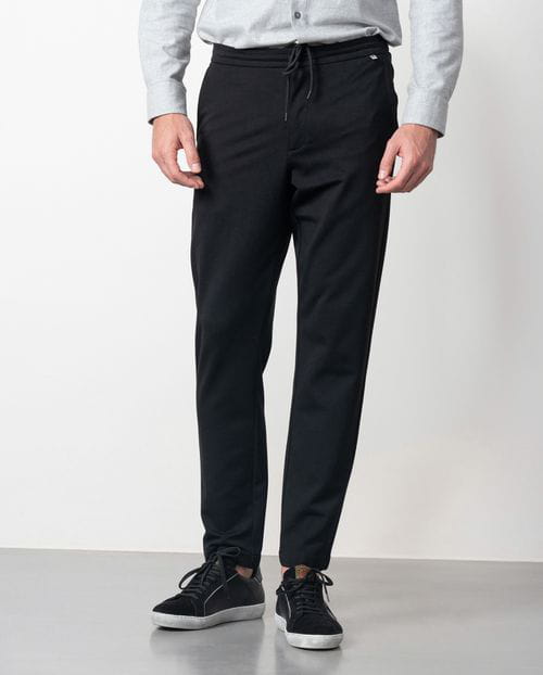 Etiem Pantalón de punto "jogging" en algodón mezcla elástico con cordón y goma en la cintura Ofertas de temporada
