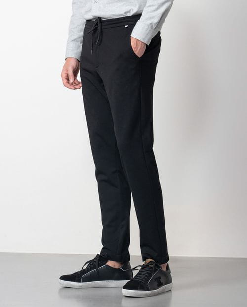 Etiem Pantalón de punto "jogging" en algodón mezcla elástico con cordón y goma en la cintura Ofertas de temporada