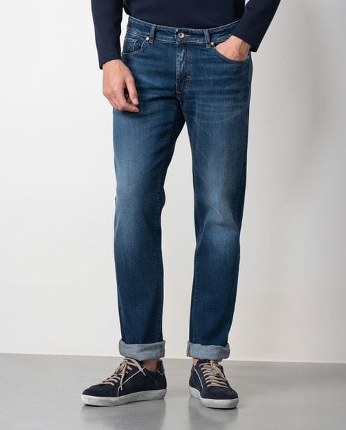 Etiem Tejano azul elástico slim fit con lavado zonas Rebajas de fin de temporada