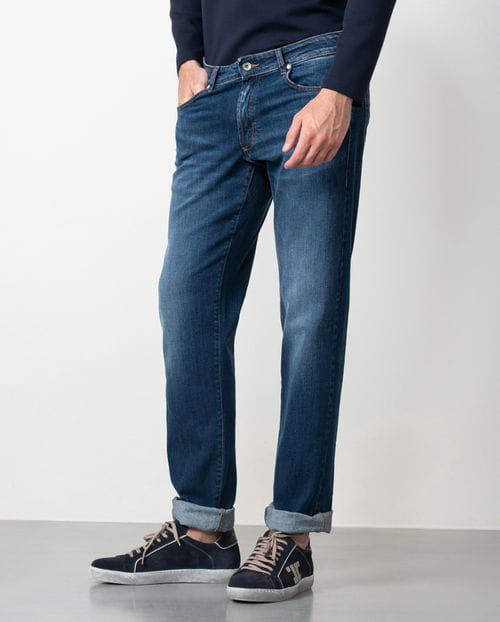 Etiem Tejano azul elástico slim fit con lavado zonas Rebajas de fin de temporada