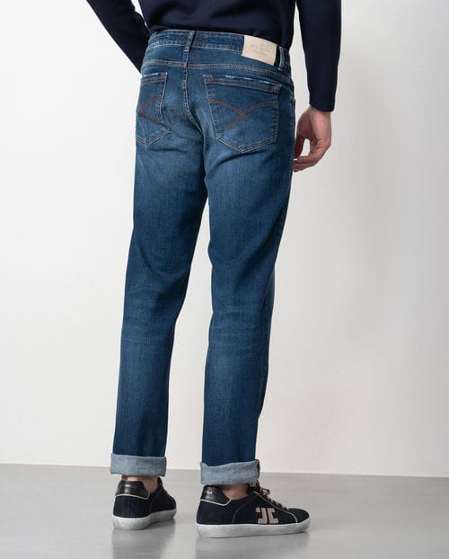 Etiem Tejano azul elástico slim fit con lavado zonas Rebajas de fin de temporada