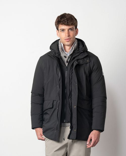 Etiem Parka de capucha desmontable en tejido técnico elástico water repellent En línea