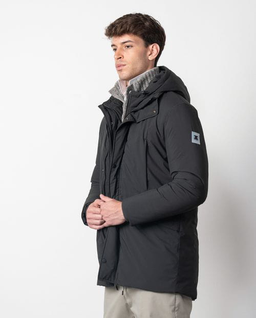 Etiem Parka de capucha desmontable en tejido técnico elástico water repellent En línea