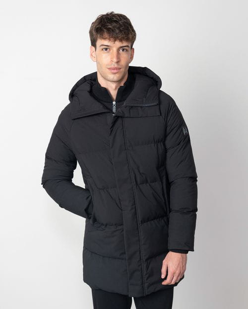 Etiem Chaquetón largo acolchado "tipo puffed" con capucha en tejido elástico ultraligero Outlet