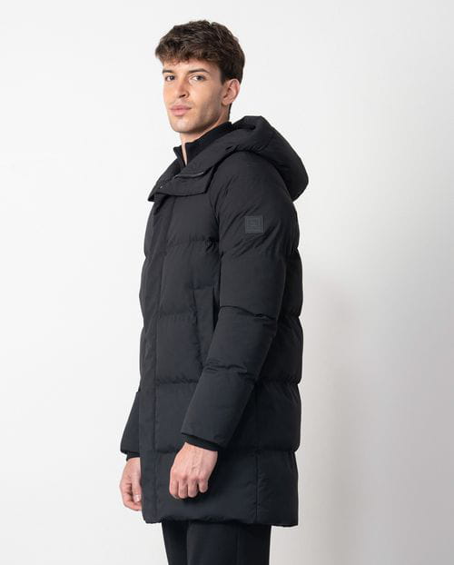 Etiem Chaquetón largo acolchado "tipo puffed" con capucha en tejido elástico ultraligero Outlet