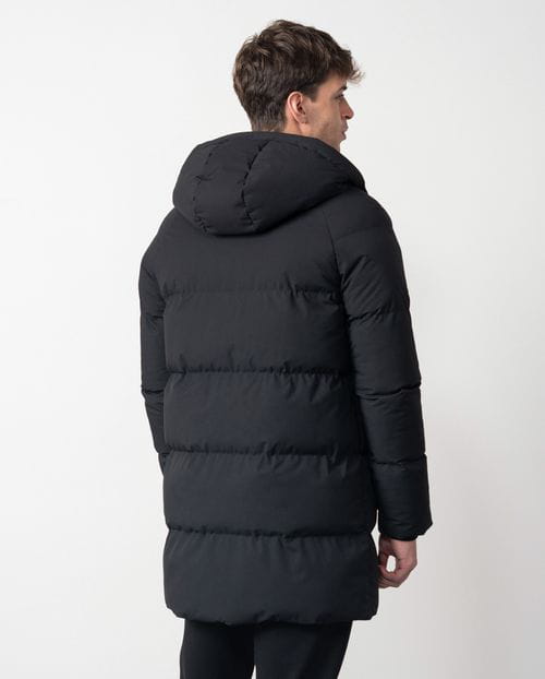 Etiem Chaquetón largo acolchado "tipo puffed" con capucha en tejido elástico ultraligero Outlet