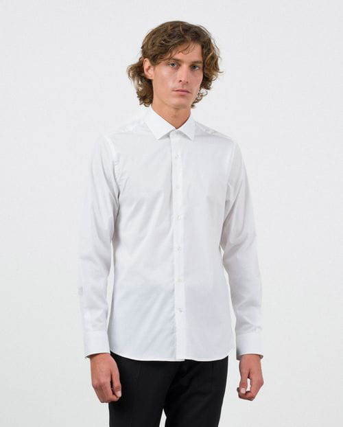 Etiem Camisa entallada extra-slim fit en popelín de algodón elástico Tienda
