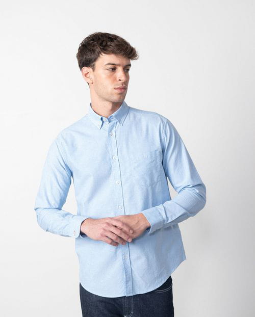 Etiem Camisa sport regular fit en oxford de algodón liso con botón en el cuello Tienda