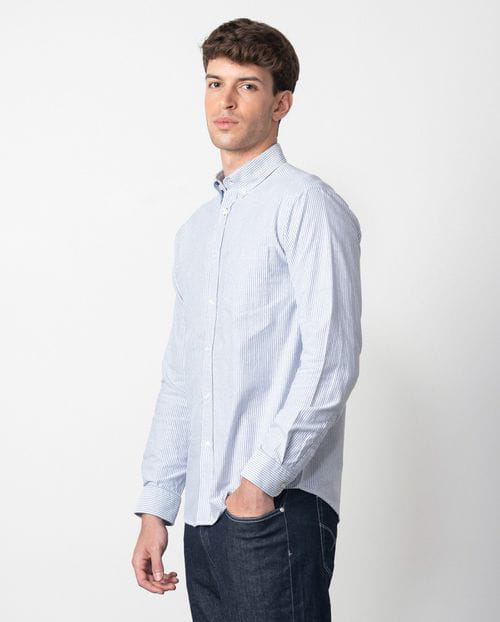 Etiem Camisa sport regular fit de oxford en rayas bicolor con botón en el cuello Liquidación