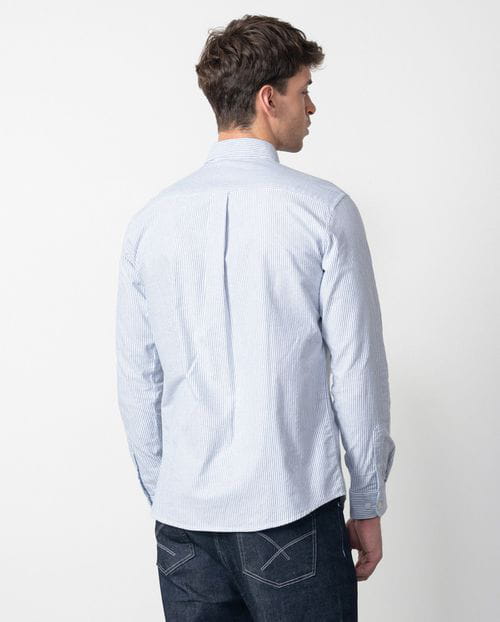 Etiem Camisa sport regular fit de oxford en rayas bicolor con botón en el cuello Liquidación