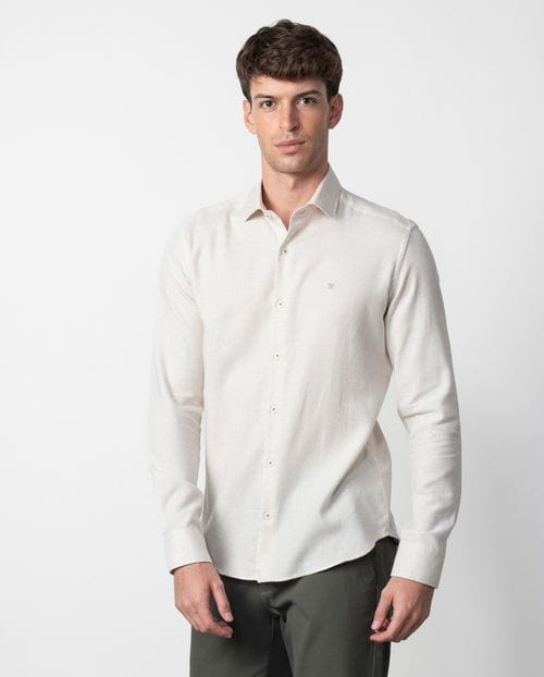 Etiem Camisa sport slim fit en una patita de gallo de algodón-tencel Rebajas online