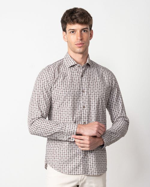 Etiem Camisa sport slim fit estampada en algodón Rebajas top