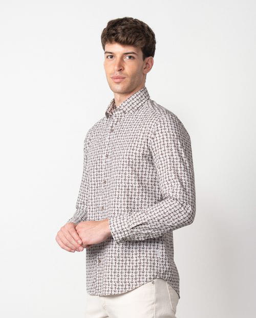Etiem Camisa sport slim fit estampada en algodón Rebajas top