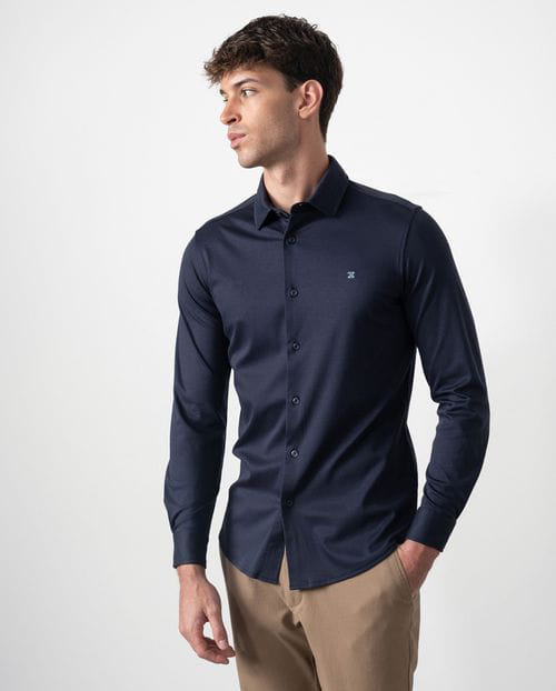 Etiem Camisa de punto liso de algodón en manga larga Oferta especial
