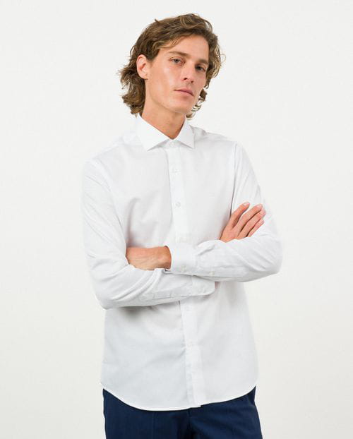 Etiem Camisa de vestir slim fit en microdibujo de algodón Últimos 2 días