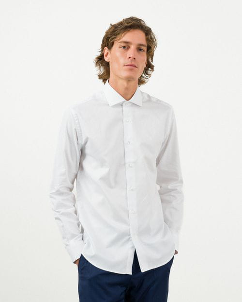 Etiem Camisa de vestir slim fit en microdibujo de algodón Últimos 2 días