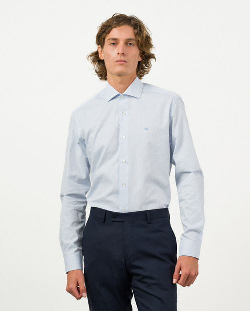 Etiem Camisa de vestir slim fit en maquineta de algodón Último día