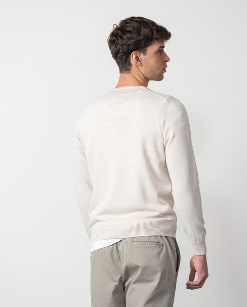 Etiem Jersey de cuello pico en punto tricot liso y costuras menguadas Promoción trimestral