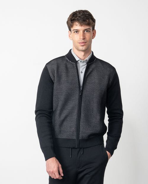 Etiem Chaqueta combinada de cremallera en punto de lana mezcla `estilo bomber´ Limitado a 3 días