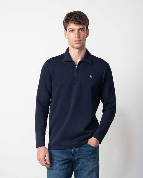 Etiem Polo camisero de cremallera en punto fino de foam Última moda