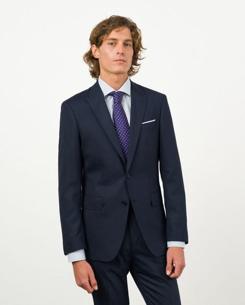 Etiem Traje slim fit en microestructura bicolor de lana mezcla Ofertas especiales