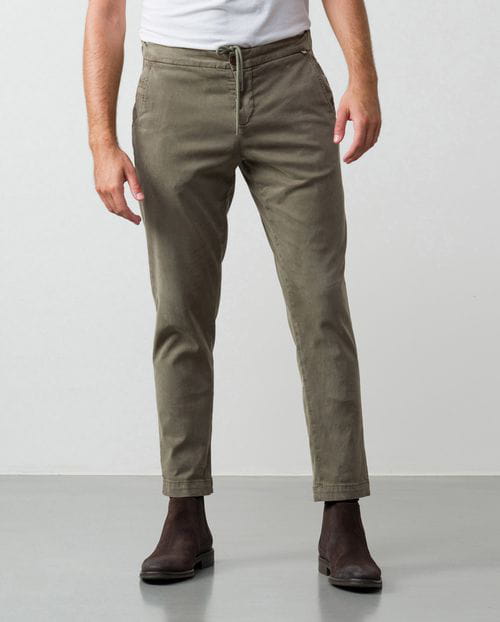 Etiem Pantalón chino sport de cordón y goma en tejido de algodón-tencel elástico Precio ultrabajo