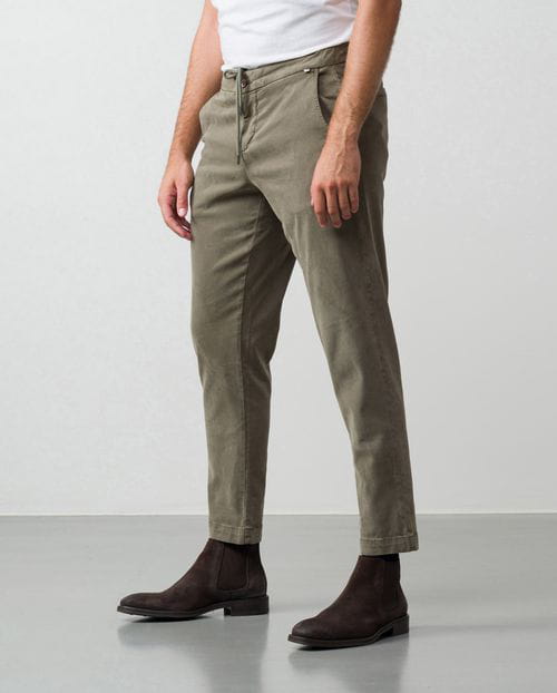 Etiem Pantalón chino sport de cordón y goma en tejido de algodón-tencel elástico Precio ultrabajo