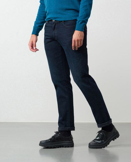 Etiem Tejano azul-negro elástico slim fit con lavado zonas y bigotes Devoluciones gratuitas