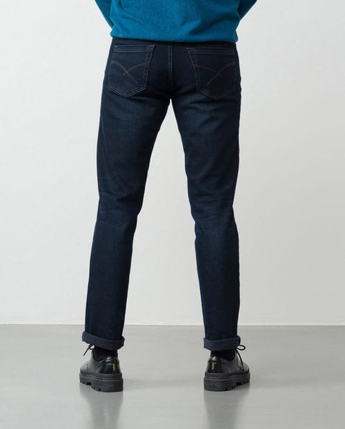 Etiem Tejano azul-negro elástico slim fit con lavado zonas y bigotes Devoluciones gratuitas