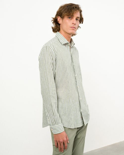 Etiem Camisa sport relaxed fit en raya kodak de lino-algodón Rebajas