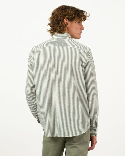 Etiem Camisa sport relaxed fit en raya kodak de lino-algodón Rebajas