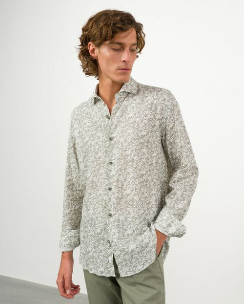 Etiem Camisa sport relaxed fit en estampado floral de lino-rayón Ofertas