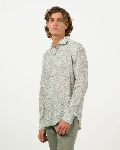 Etiem Camisa sport relaxed fit en estampado floral de lino-rayón Ofertas
