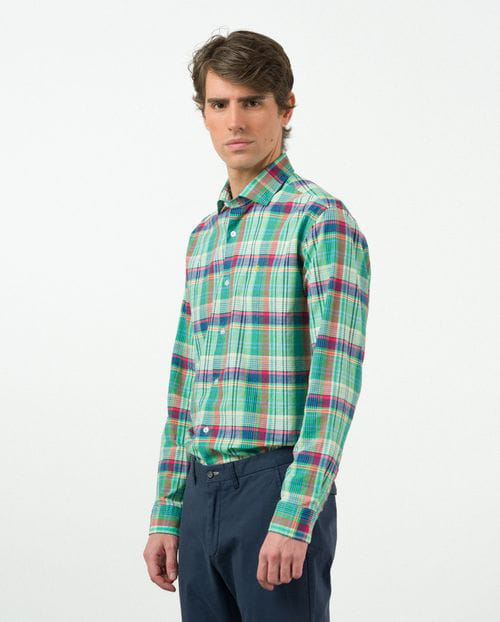 Etiem Camisa sport relaxed fit en cuadro madrás de algodón Venta caliente