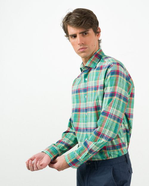 Etiem Camisa sport relaxed fit en cuadro madrás de algodón Venta caliente