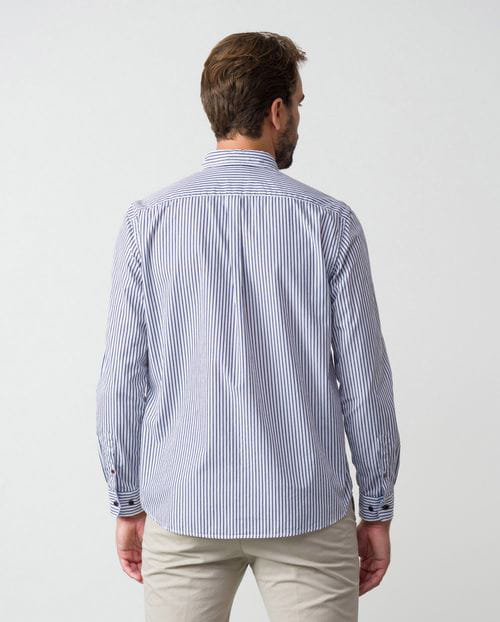 Etiem Camisa de rayas bicolor regular fit en algodón y con botón en el cuello En oferta