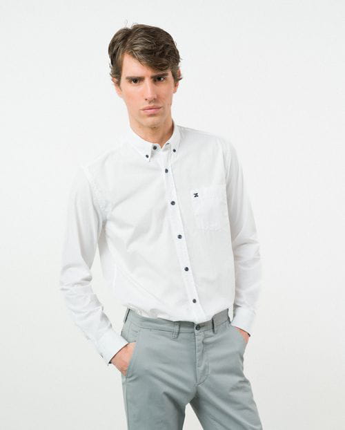 Etiem Camisa sport regular fit en popelín liso de algodón Rebajas de fábrica