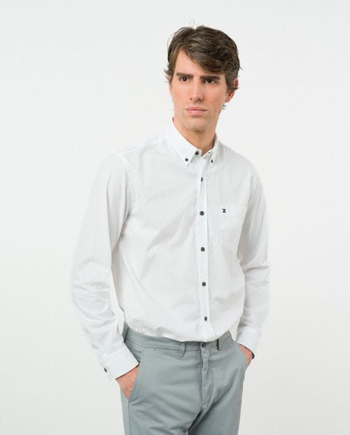 Etiem Camisa sport regular fit en popelín liso de algodón Rebajas de fábrica
