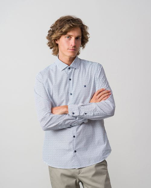 Etiem Camisa sport slim fit en algodón con estampado de florecitas Los más vendidos