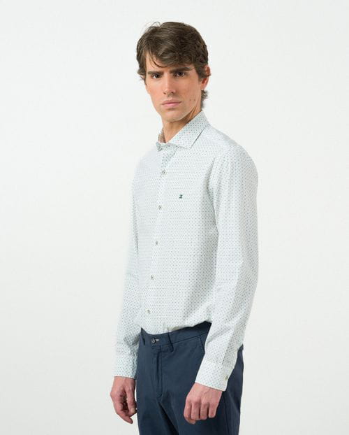 Etiem Camisa sport slim fit en estampadito floral de algodón Ventas relámpago