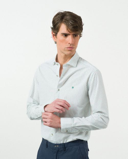 Etiem Camisa sport slim fit en estampadito floral de algodón Ventas relámpago