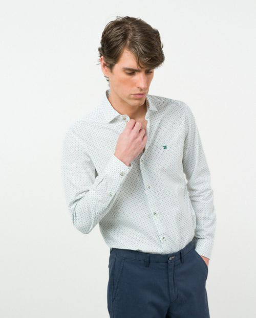 Etiem Camisa sport slim fit en estampadito floral de algodón Ventas relámpago