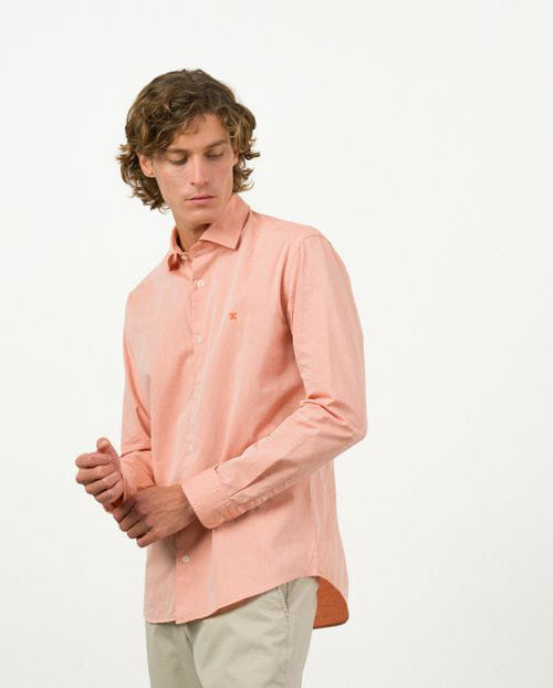 Etiem Camisa sport slim fit en microestructura de algodón Tienda