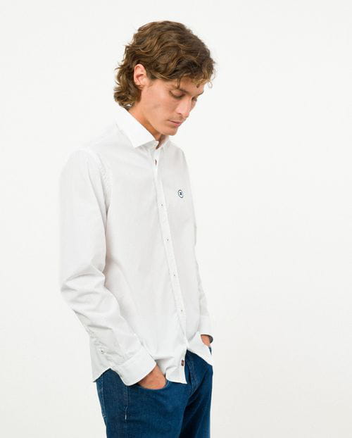 Etiem Camisa sport slim fit en popelín de algodón Liquidación