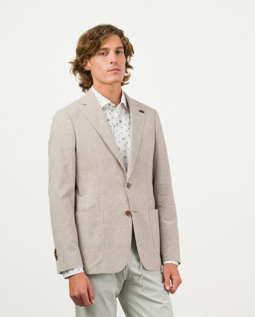 Etiem Americana regular fit desestructurada en pata de gallo de algodón-lino Rebajas online