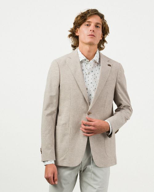 Etiem Americana regular fit desestructurada en pata de gallo de algodón-lino Rebajas online
