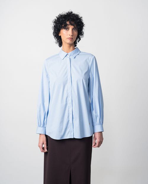 Etiem Camisa de popelín suave de manga abullonada Solo hoy
